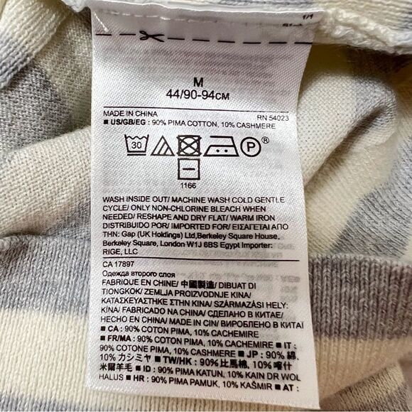 Banana Republic Gray Striped Cotton Cashmere Turtleneck Sweater Size Medium - Picture 6 of 6